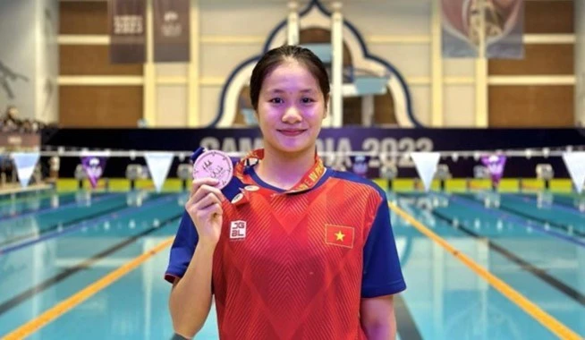 越南游泳小将武氏美仙获得2024年巴黎奥运会入场券。图自互联网
