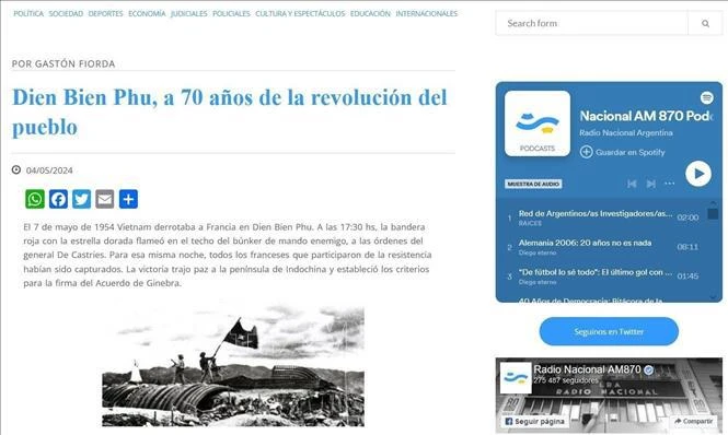  La Radio nationale argentine salue la Victoire de Dien Bien Phu. Photo: VNA