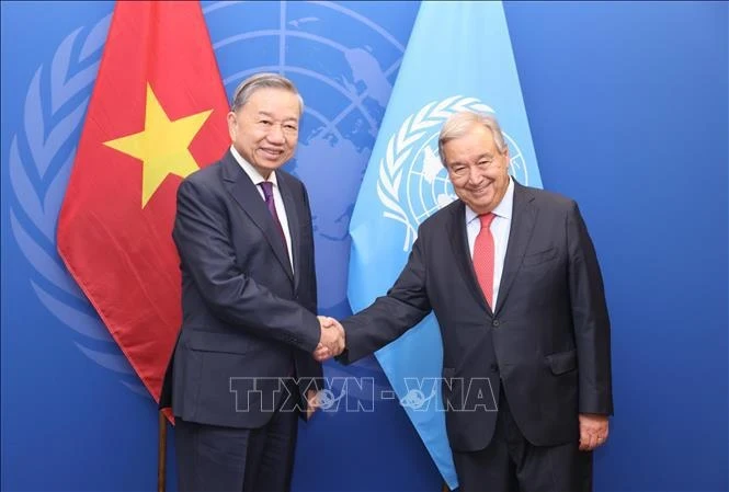 Le dirigeant To Lam et le secrétaire général de l'ONU António Guterres. Photo: VNA