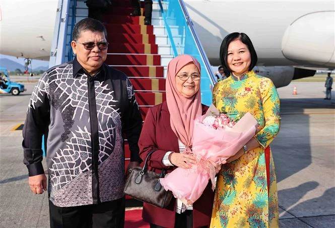 Le président de la Chambre des représentants de Malaisie Tan Sri Dato' Johari Bin Abdul et son épouse sont arrivés à Hanoï dans l'après-midi du 22 octobre, entamant leur visite officielle de quatre jours au Vietnam. Photo: VNA