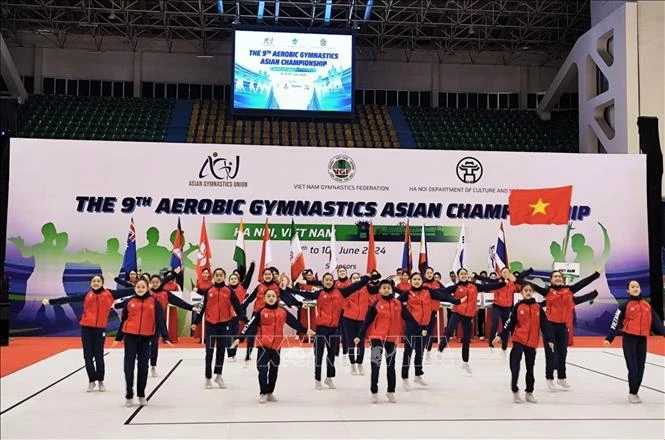 The 9th Aerobic Gymnastics Asian Championship officially kicks off on June 8 in Hanoi. (Photo: VNA)