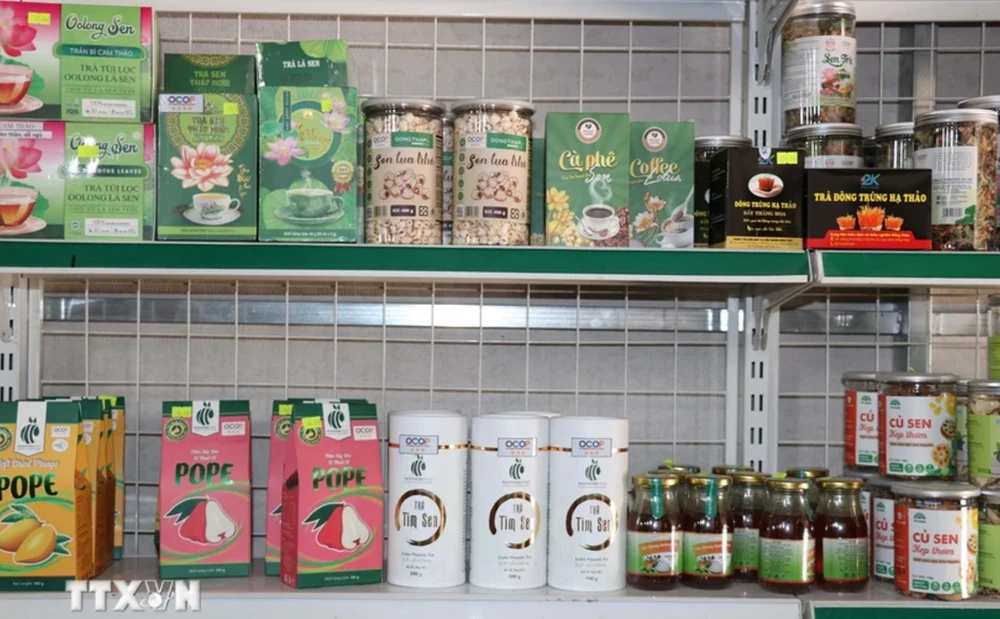 Lotus-related products are sold at a store of Ecolotus Vietnam. (Photo: VNA)