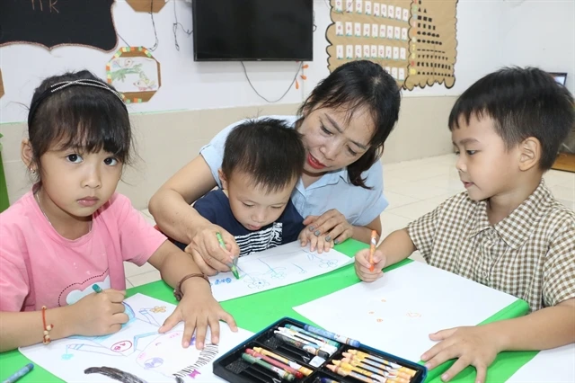 Children at the Hoa Sen Kindergarten in Vinh City, the central province of Nghe An. (Photo: VNA)