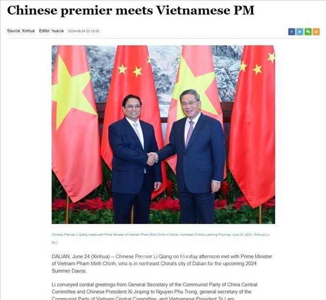 Prime Minister Pham Minh Chinh (L) and Chinese Premier Li Qiang (Photo: Xinhua)