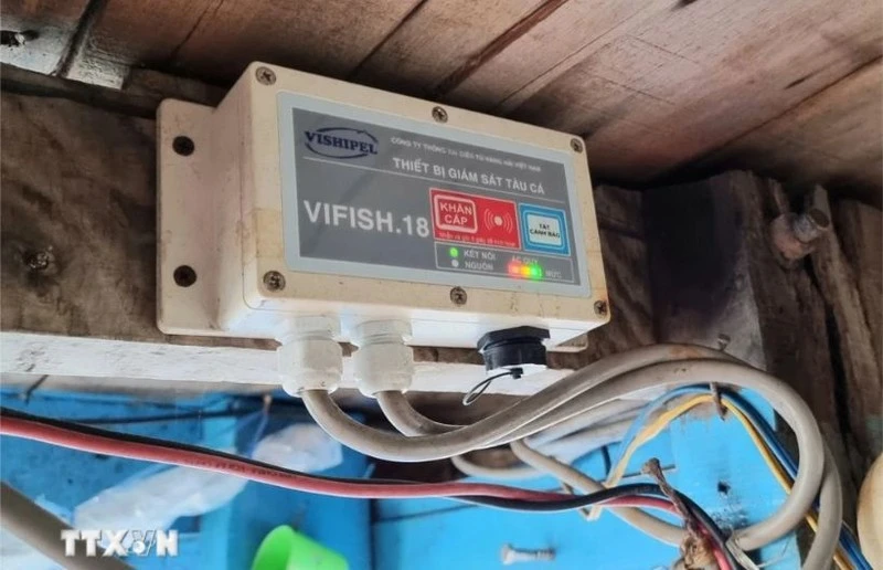 A vessel monitoring system (VMS) installed on fishing boats of Ninh Thuan province's fishermen. (Photo: VNA)