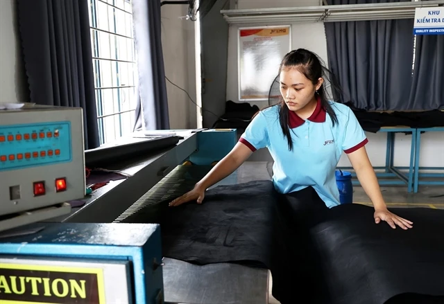 Raw materials for the leather and footwear factories produced in Binh Duong province. Vietnam is discussing the establishment of a centre of raw materials for textile and footwear industries to meet with green requirements and increase competitiveness. (Photo: VNA)