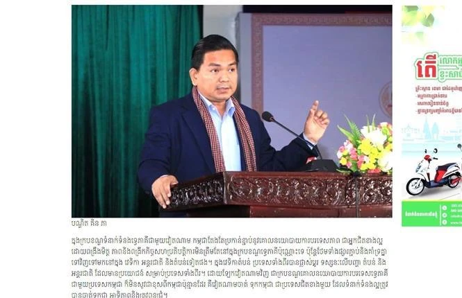 Article by Kin Phea, Director General of International Relations Institute of Cambodia on AMS news website (Photo: VNA)