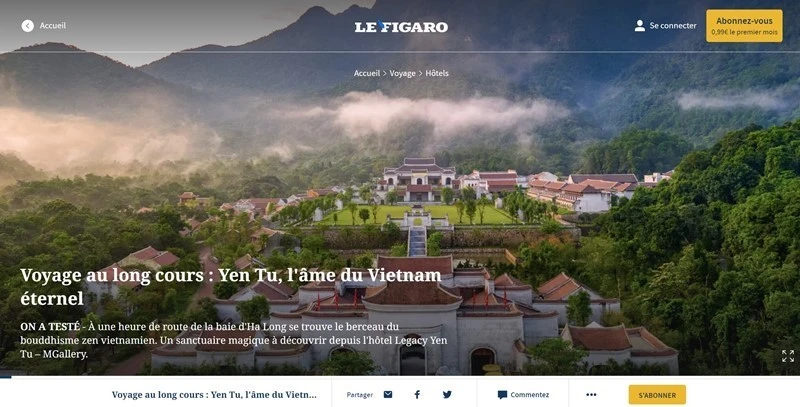 Montaña sagrada de Yen Tu en el diario Le Figaro. (Fotografía: Nhan Dan)