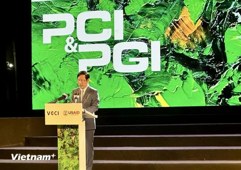 Pham Tan Cong, presidente de la Cámara de Comercio e Industria de Vietnam, interviene en el evento. (Fuente: Vietnamplus)