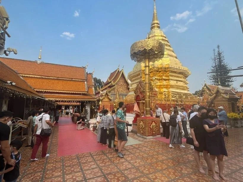 泰国清迈著名寺庙Phrathat Doi Suthep。图自越通社