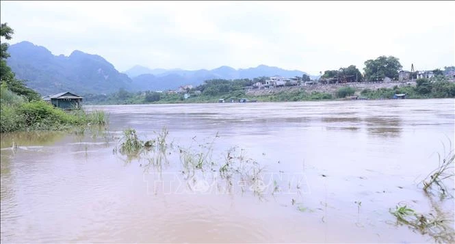 Montée du niveau d'eau de la rivière Lo traversant la ville de Tuyen Quang. Photo: VNA