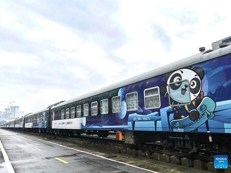 The train is seen in Guiyang, capital of southwest China's Guizhou province. (Photo; VNA)