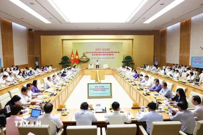 A view of the conference on preparation for 15th legislature’s 8th session in Hanoi on October 15. (Photo: VNA)