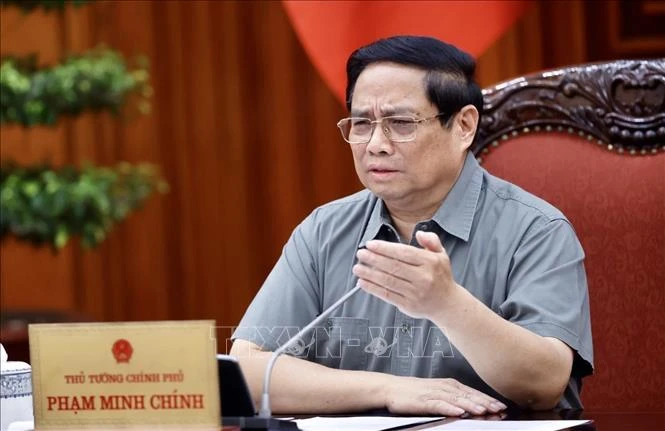 Prime Minister Pham Minh Chinh speaks at the meeting. (Photo: VNA)