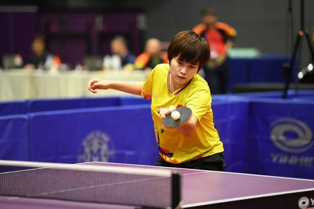 Nguyen Khoa Dieu Khanh in action during the women's singles final match of the Southeast Asian Table Tennis Championships on November 24. (Photo: VTTF)