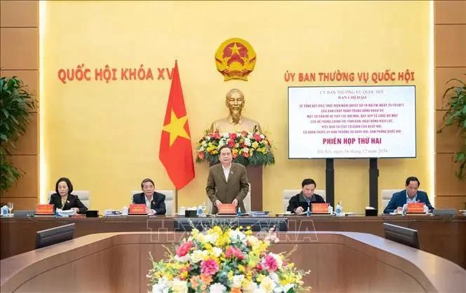 NA Chairman Tran Thanh Man speaks at the meeting. (Photo: VNA)