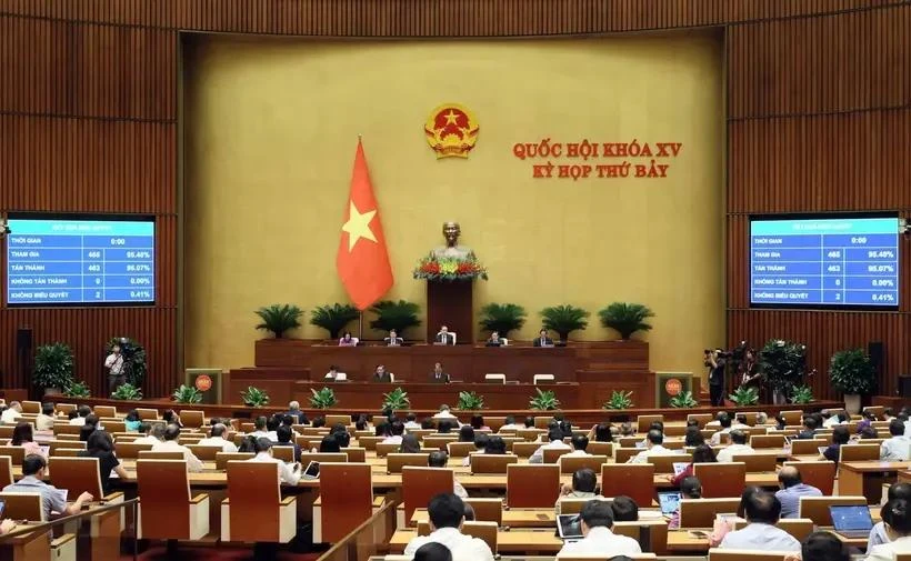 越南第十五届国会第七次会议场景。图自越通社