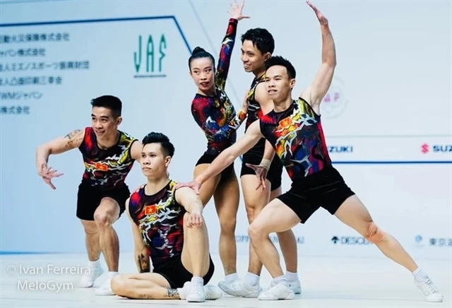 The Vietnamese aerobics team earned gold medal in Japan. (Photo Ivan.F.Melogym)