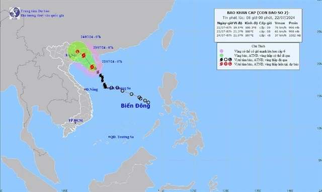 Typhoon Prapiroon brings heavy rains, thunderstorms to the northern region (Photo: VNA)