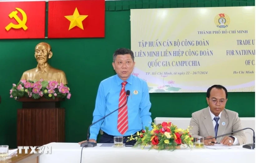 Standing Vice President of the Ho Chi Minh City Federation of Labour Tran Doan Trung at the event (Photo: VNA)