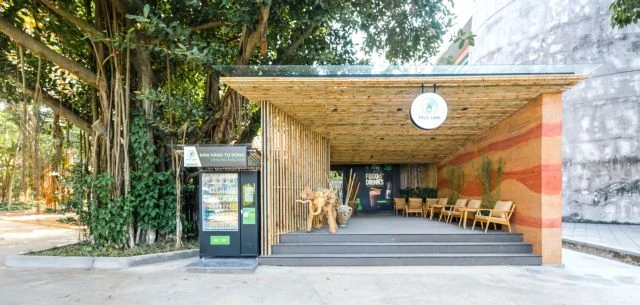 An outside view of the Truc Lam Restaurant and Coffee, an architectural space inside the Vietnam Museum of Ethnology. (Photo courtesy of the museum) 