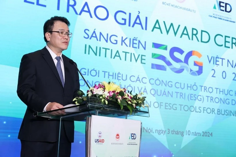 Deputy Minister of Planning and Investment Tran Quoc Phuong speaks at the event (Photo: VNA)