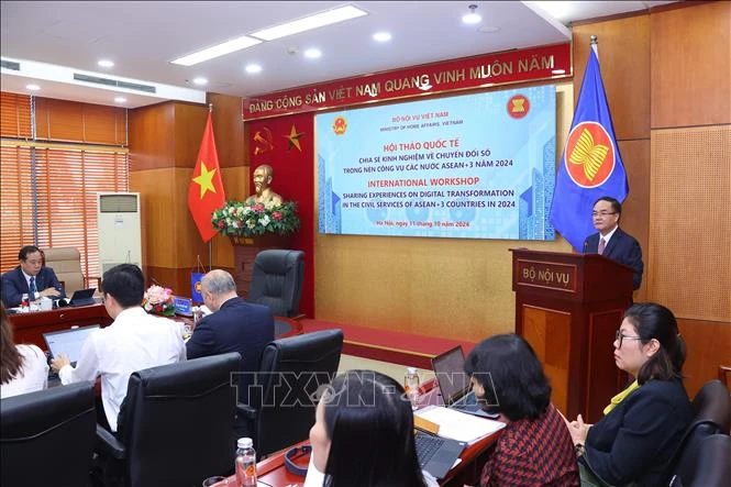 Deputy Minister of Home Affairs Vu Chien Thang speaks at the event. (Photo: VNA)