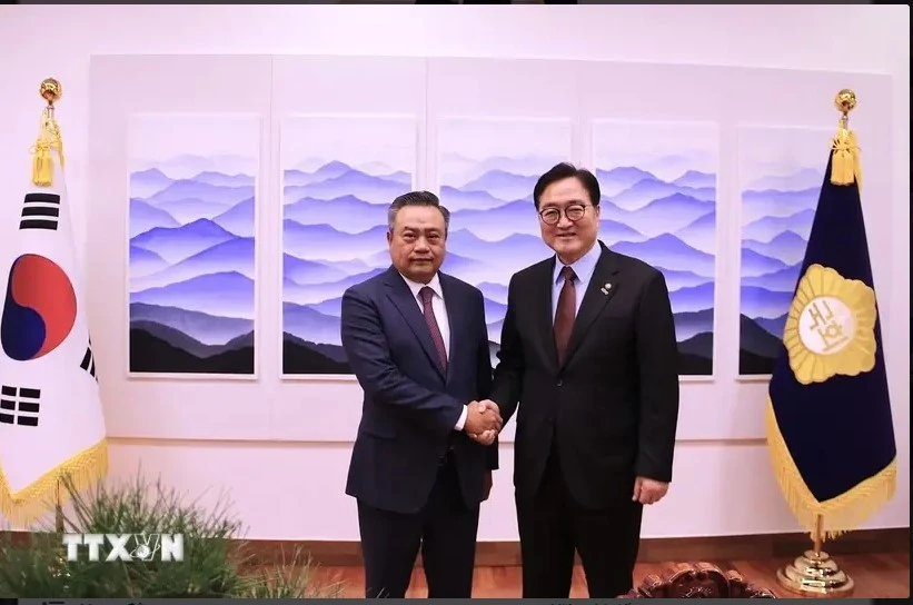 Chairman of the Hanoi People’s Committee Tran Sy Thanh (L) and the RoK's National Assembly Woo Won Shik (Photo: VNA)