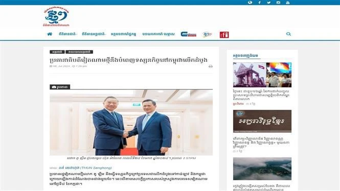 El artículo publicado el 9 de julio por el periódico digital ThmeyThmey, titulado "Nuevo presidente de Vietnam realiza primera visita a Camboya”. 