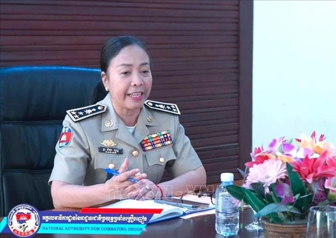 La general camboyana Chey Beaupha, vicepresidenta de la Asociación de Exalumnos de Camboya en Vietnam (CAVA) (Fuente: VNA)