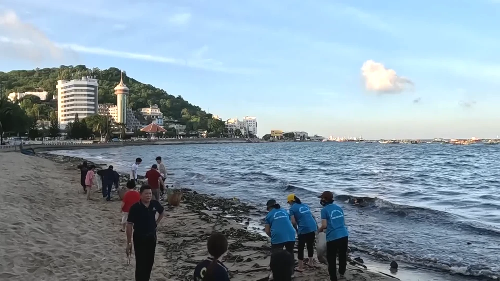 Los voluntarios limpian las playas de Vung Tau (Fuente: VNA)