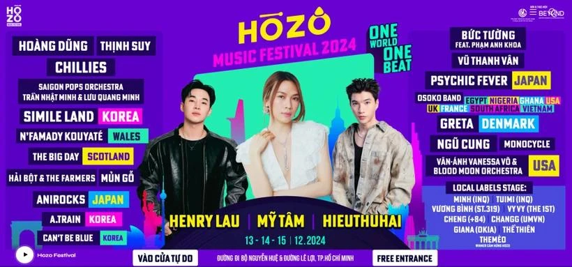 El Festival Internacional de Música HOZO se celebra en Ciudad Ho Chi Minh del 13 al 15 de diciembre (Foto: bevn.live)