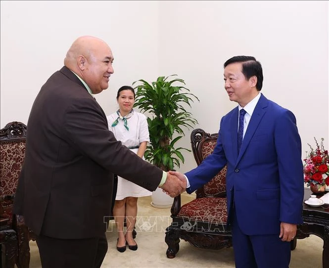 Deputy Prime Minister Tran Hong Ha (R) and WHO Regional Director for the Western Pacific Dr. Saia Ma’u Piukala (Photo: VNA)