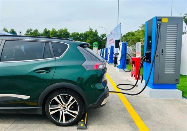 A VinFast EV at a charging station in Hanoi (Photo courtesy of VinFast)