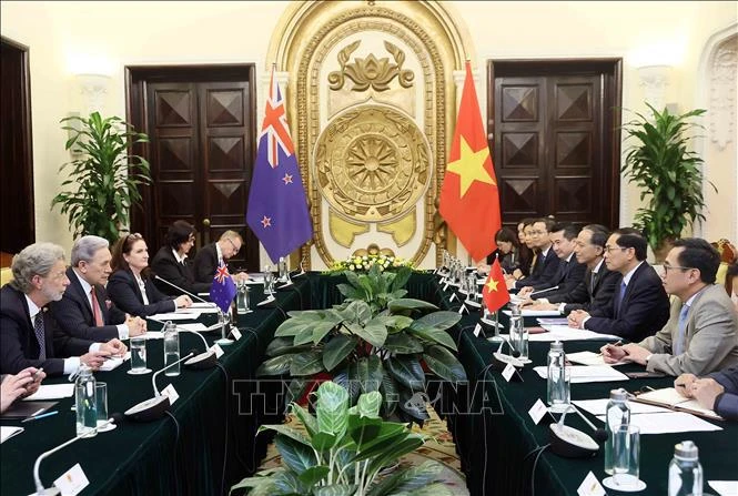 At the second Vietnam-New Zealand Foreign Ministers' Meeting in Hanoi on June 5 (Photo: VNA)