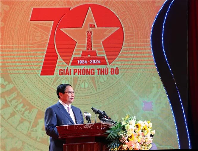 Prime Minister Pham Minh Chinh speaks at the ceremony. (Photo: VNA)