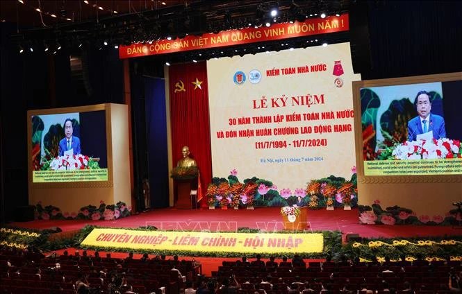 El presidente de la Asamblea Nacional de Vietnam, Tran Thanh Man, habla en el evento. (Fuente: VNA)