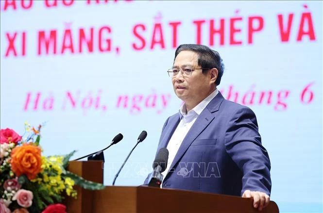 Премьер-министр Фам Минь Тьинь выступает на конференции. (Фото: ВИA)