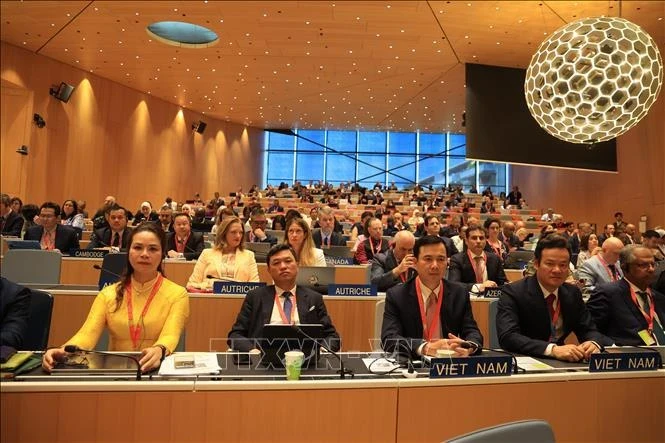 Вьетнамские делегаты на 65-й серии заседаний Ассамблей государств-членов Всемирной организации интеллектуальной собственности (ВОИС). (Фото: ВИА) 