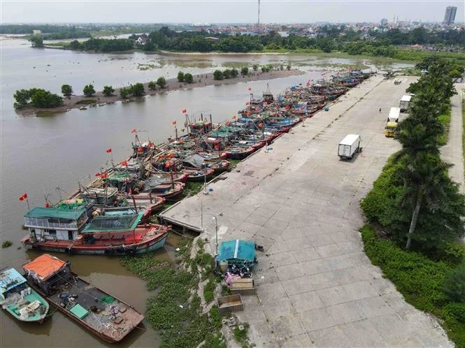 Корабли стоят на якоре в рыболовном порту Таншон в городке Зиемдьен, уезд Тхайтхуй, провинция Тхайбинь (Фото: ВИA)