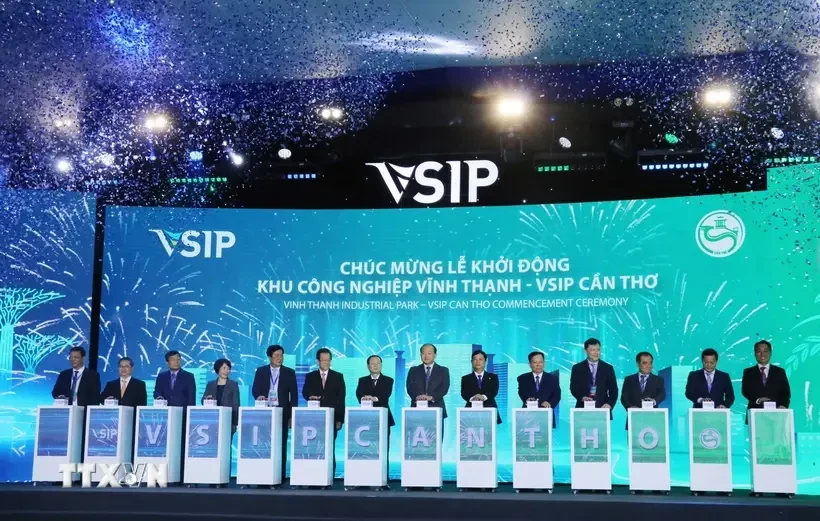 La cememonia inaugural de construcción de un parque industrial Vietnam-Singapur (VSIP) en la ciudad de Can Tho (Fuente: VNA)