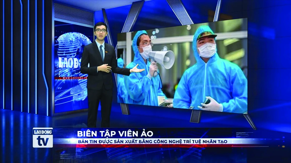 Un éditeur virtuel créé par la technologie d’IA pour le bulletin télévisé du "Lao Dông". Photo : LD