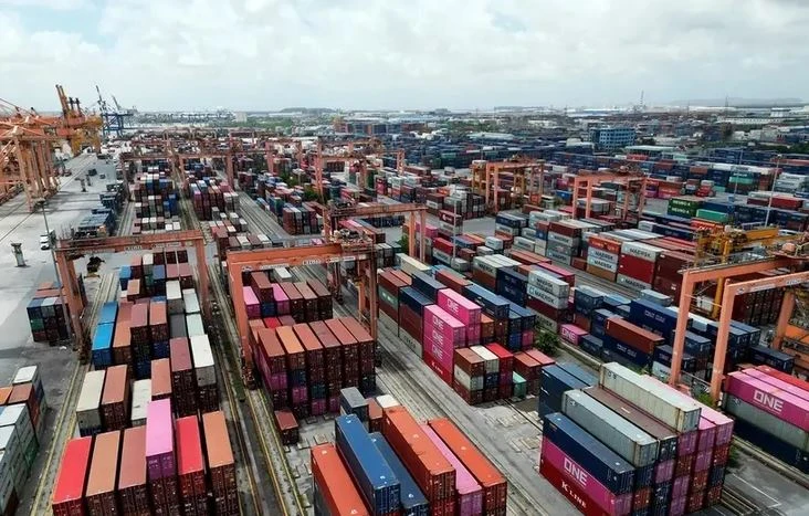 Dépôt de conteneurs maritimes au port de Tân Vu dans la ville de Hai Phong. Photo : VNA