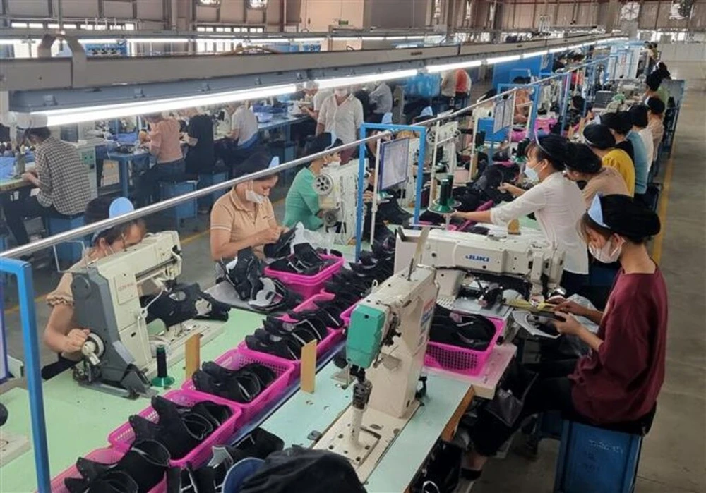 Dans l'usine de la Compagnie de production de chaussures de Ha Hoa, province de Phu Tho (Nord). Photo : VNA