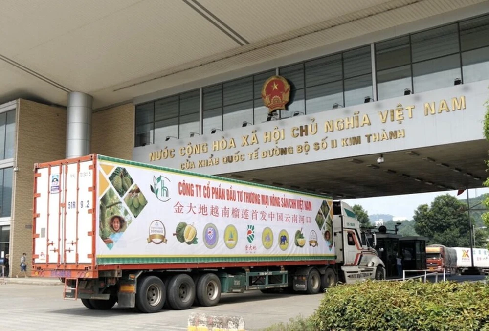 Au poste-frontière international de Kim Thành, dans la province de Lào Cai. Photo: VNA