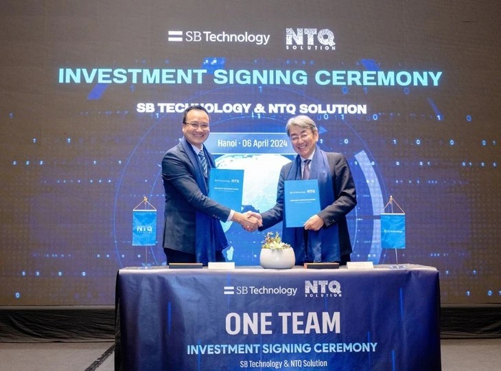 NTQ Solution et SB Technology signent un accord de coopération pour établir un centre de développement technologique au Vietnam. Photo: NTQ Solution