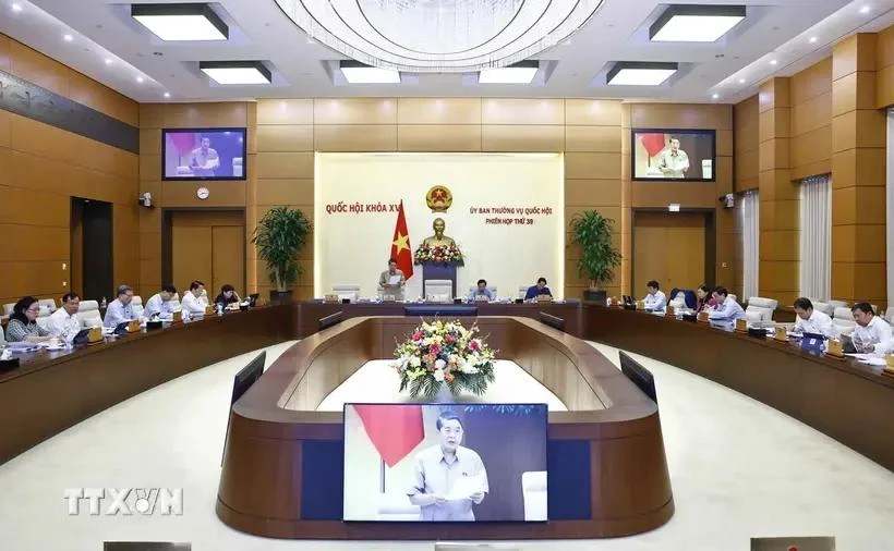 Le vice-président de l’Assemblée nationale Nguyên Khac Dinh s’exprime en clôture de la 39e session du Comité permanent de l’Assemblée nationale, à Hanoi, le 19 novembre. Photo : VNA