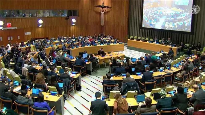 Vue de la séance plénière de la Sixième Commission de l’Assemblée générale des Nations Unies. Photo: VNA