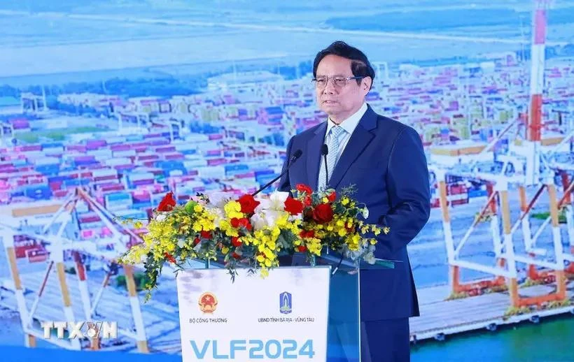 Le Premier ministre Pham Minh Chinh s’exprime lors du Forum logistique du Vietnam 2024, à Bà Ria-Vung Tàu, le 2 décembre. Photo : VNA