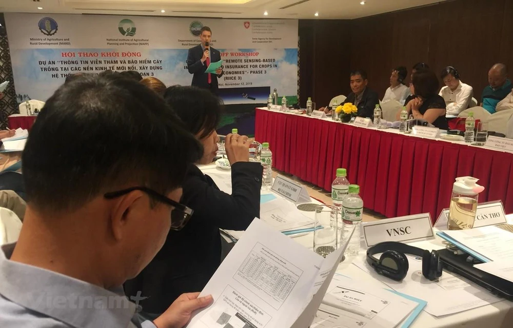Phase 3 of the project “Remote Sensing-based Information and Insurance for Crops in emerging Economies” (RIICE) is launched in Hanoi on November 12. (Photo: VietnamPlus)